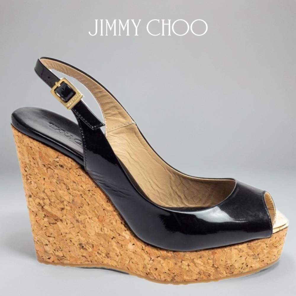 Jimmy Choo 🚨 Prova Patent Cork Wedge • Size 38